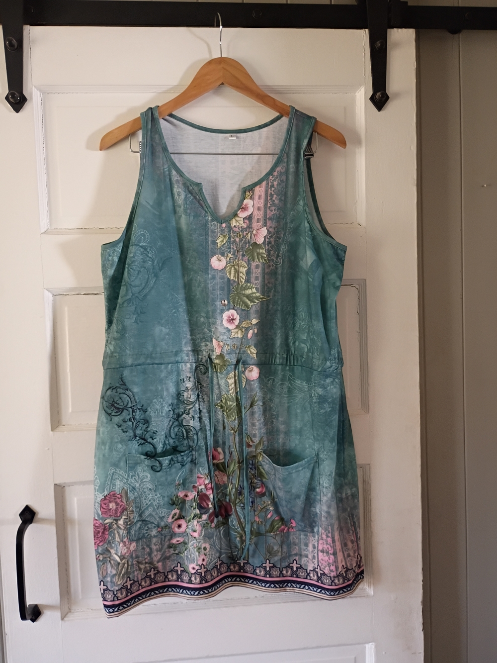Sleeveless Teal Floral Mini Dress